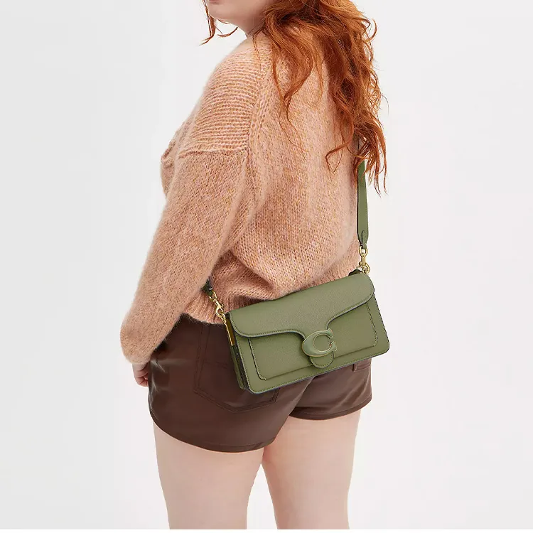COACH Polished Pebble Leather Hobo Bag, Portable Crossbody Bag, Shoulder Bag Women's Brass Moss-4