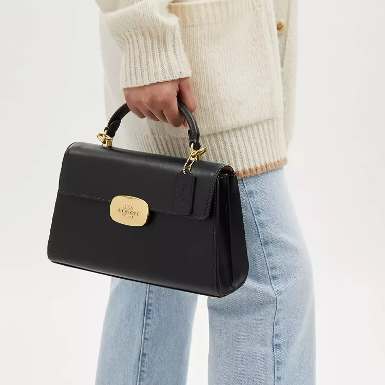 COACH Eliza Premium Calfskin Shoulder Bag Crossbody Bag Handbag Large Size Women's Black-4