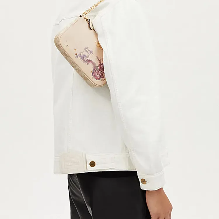 COACH Nolita Fabric With Cow Leather Handbag, Shoulder Bag Women's Light Khaki & Ivory White-4