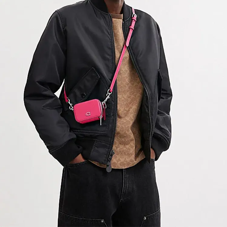 COACH Cow Leather Camera Bag, Shoulder Bag, Crossbody Bag Mini Women's Bright Plum Red-3