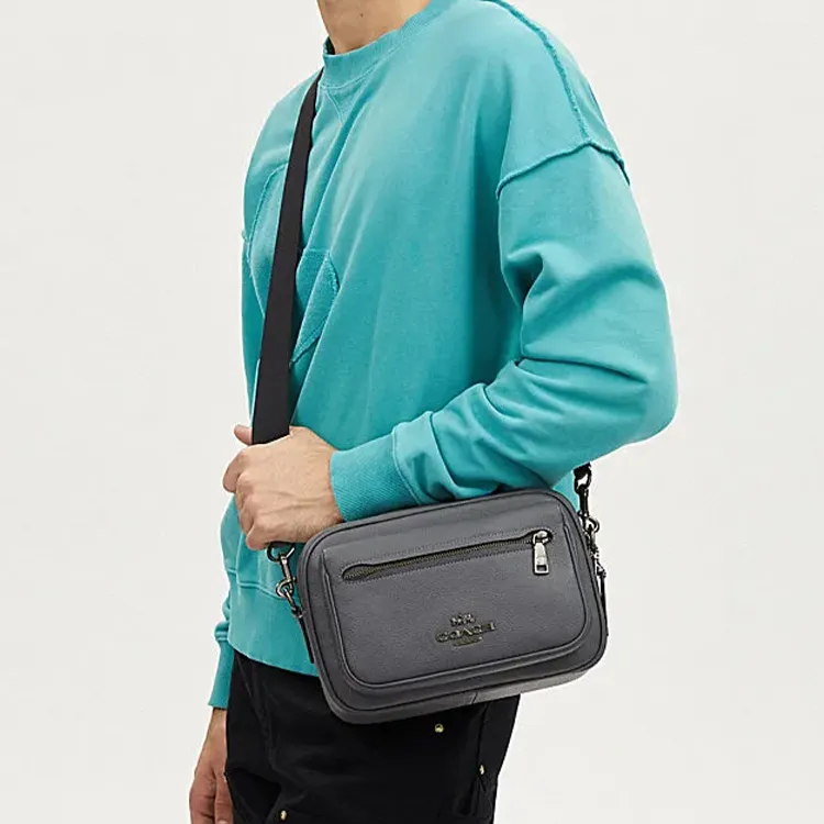 COACH Elias Cow Leather Camera Bag Shoulder Bag Crossbody Bag Medium Size Men's Bronze/Industrial Gray-3