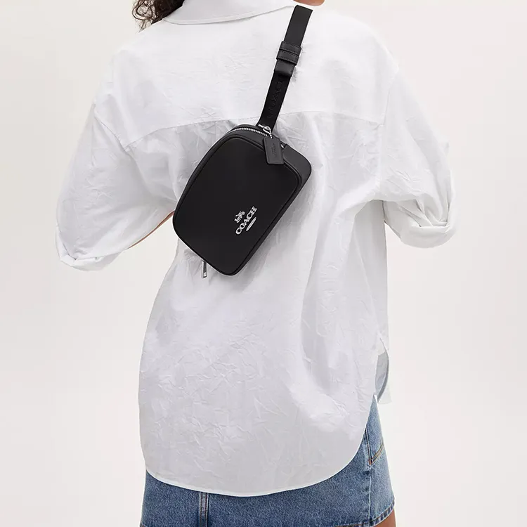 COACH Refined Calfskin Fanny Pack Trumpets Women's Silver & Black-4