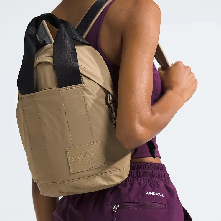 THE NORTH FACE Recycled Nylon Backpack Mini Unisex Seaweed Tan & Black-4