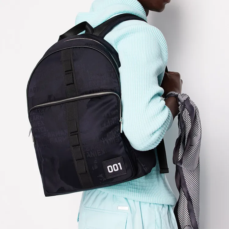 EMPORIO ARMANI Fabric Backpack Men's Blue & Black-4