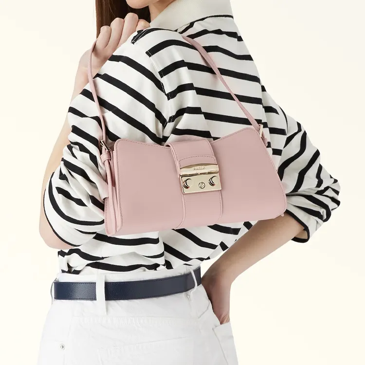 Furla Metropolis Collection Leather Handbag Shoulder Bag Women's Pink-3