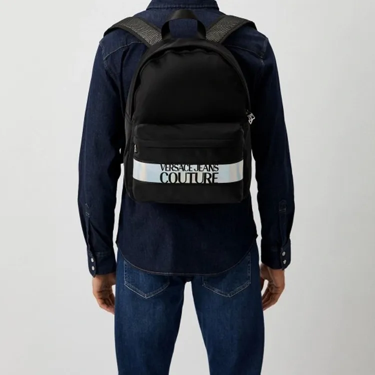 VERSACE JEANS COUTURE Nylon Backpack Men's Black & White-3