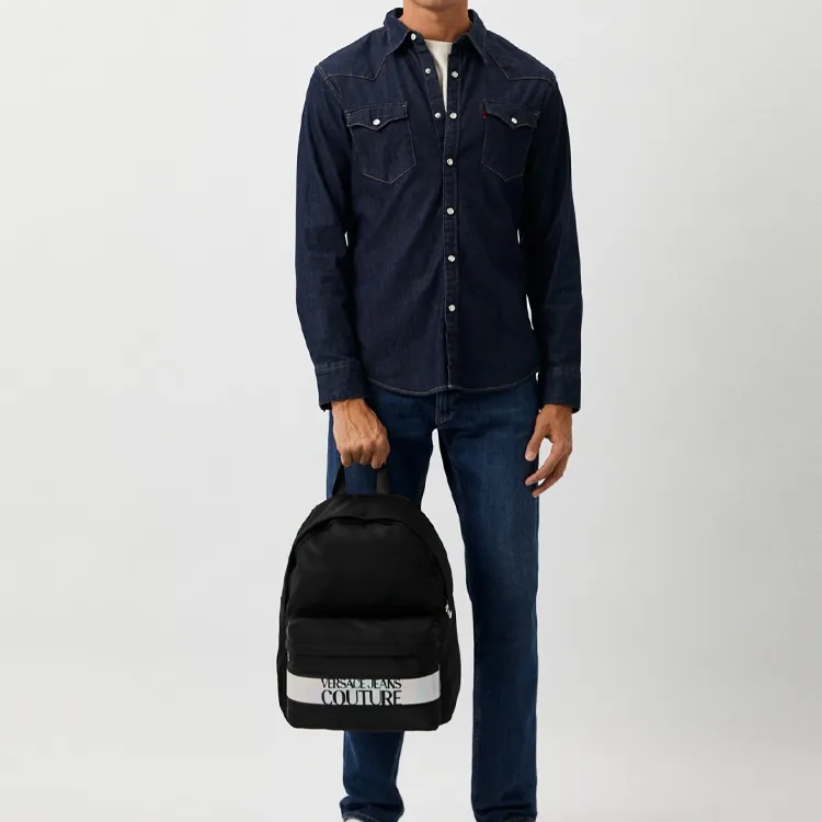 VERSACE JEANS COUTURE Nylon Backpack Men's Black & White-4