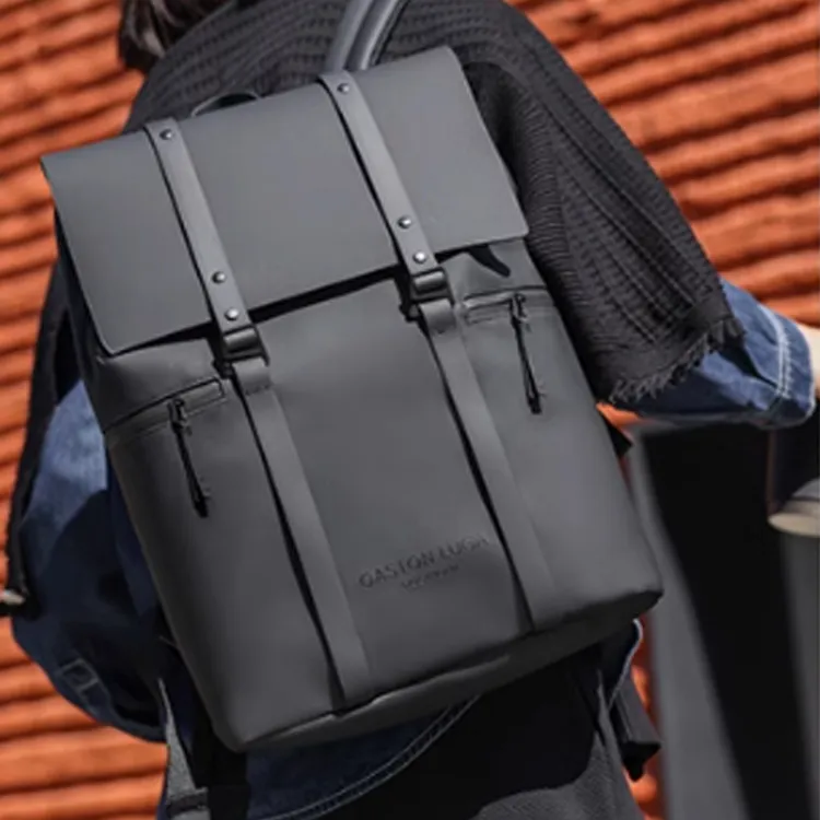 Gaston Luga Waterborne Polyurethane Backpack Medium Size Unisex Black-5