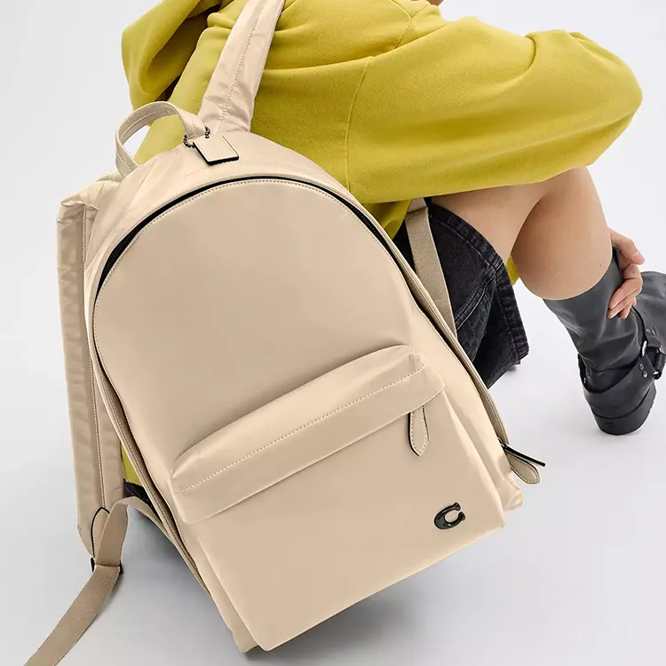 COACH Paperweight Leather Backpack Large Size Men's Ivory-5