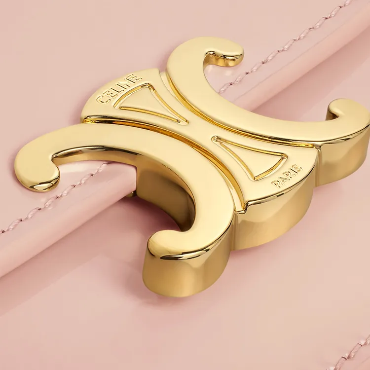CELINE Triomphe Patent Leather Calfskin Card Holder Women's Light Pink-4