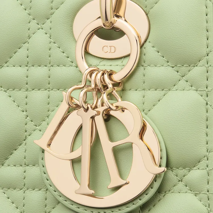 DIOR Lady Dior Sheepskin Tote Bag Shopping Bag Shoulder Bag Crossbody Bag Handbag Small Size Women's Light Green-5