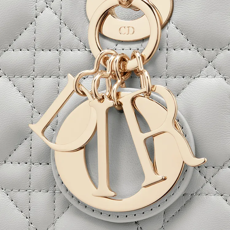DIOR Lady Dior Wicker Pattern Lambskin Lady Dior Bag, Shoulder Bag, Crossbody Bag, Handbag Trumpets Women's Cloud Gray-5