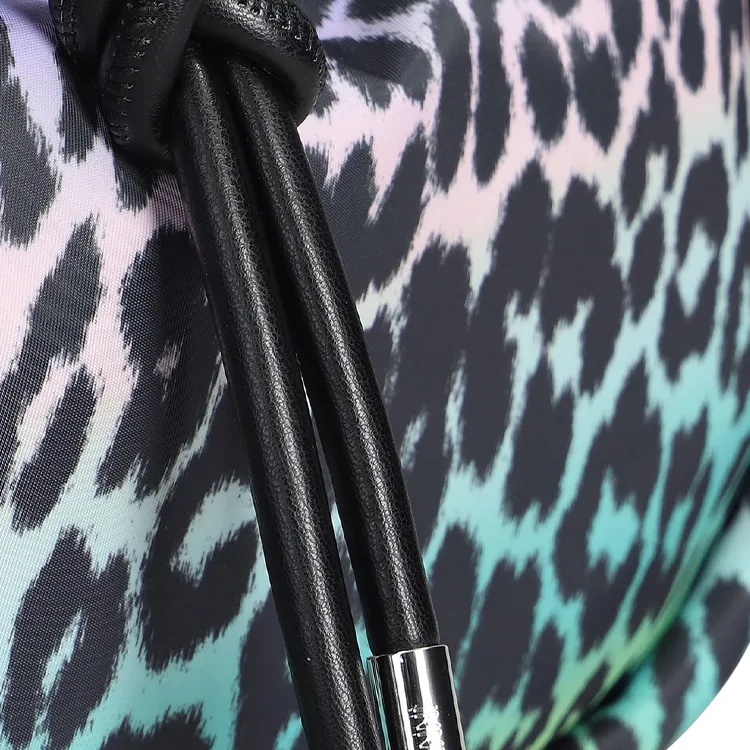 GANNI Nylon Shoulder Bag Crossbody Bag Handbag Women's Leopard Print Multicolor-3