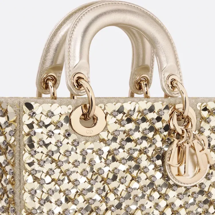 DIOR Lady D Joy Lambskin Lady Dior Bag, Shoulder Bag, Crossbody Bag, Handbag Small Size Women's Gold-3