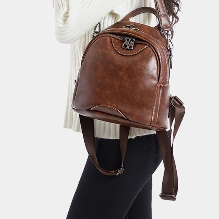 ALLDeaR PU Backpack Regular Women's Dark Coffee/Black-3