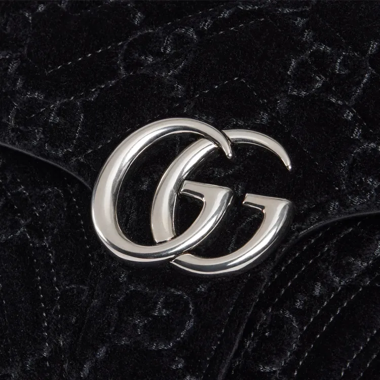 GUCCI GG Marmont Velvet Crossbody Bag Shoulder Bag Small Size Women's Black-6