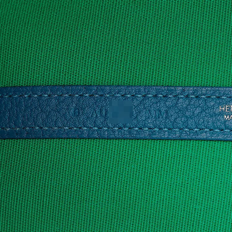 HERMES Garden Party Canvas With Negonda Calfskin Handbag Women's Mint Green & Izmir Blue-14