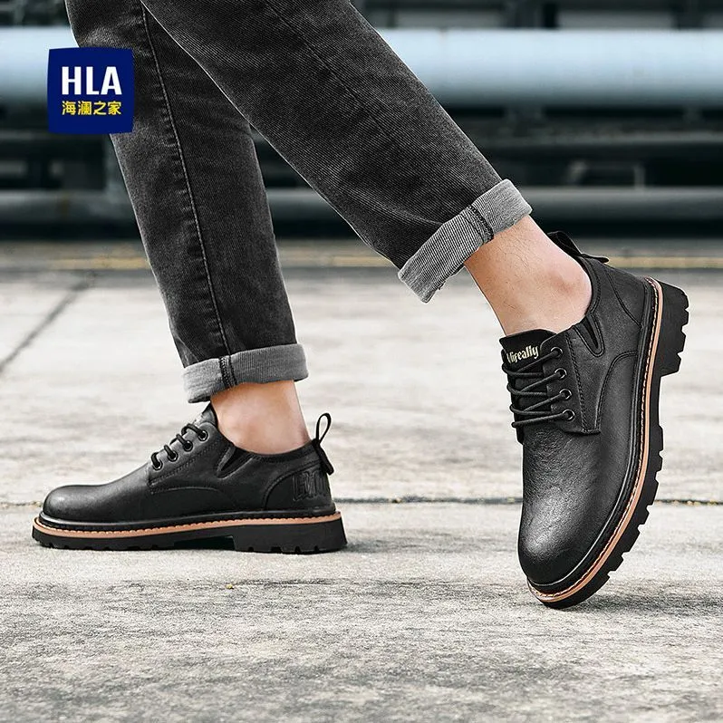 HLA Men's Casual Shoes Men Low Top Black-3