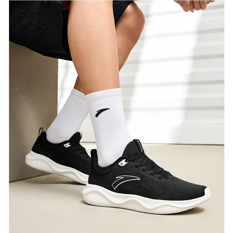 Anta Abrasion Resistant Breathable Low Top Training Shoes Men's Black White-2