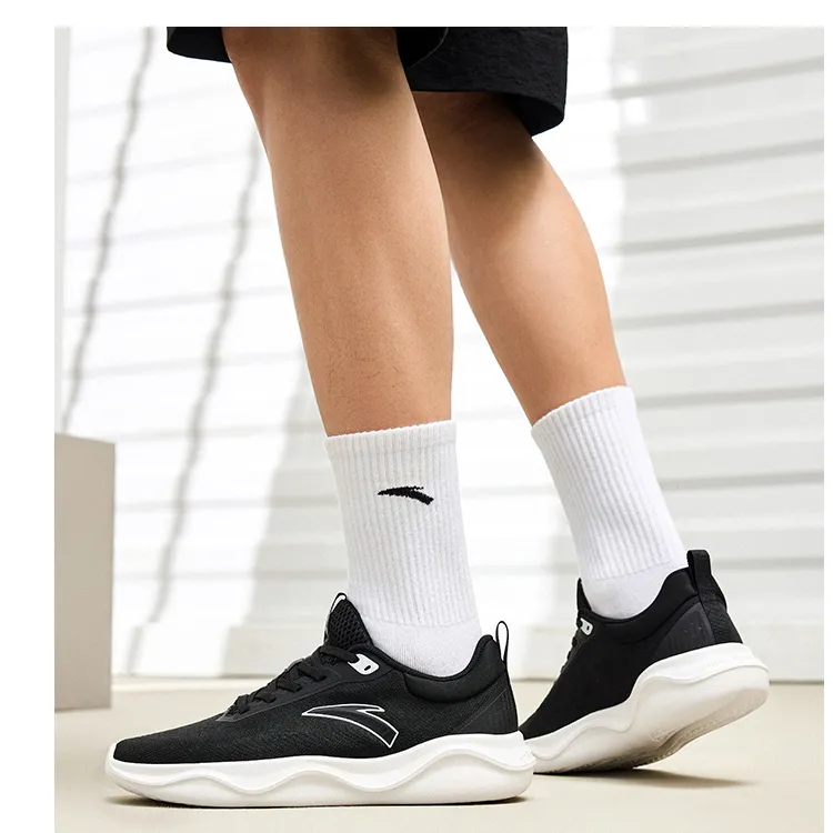 Anta Abrasion Resistant Breathable Low Top Training Shoes Men's Black White-4