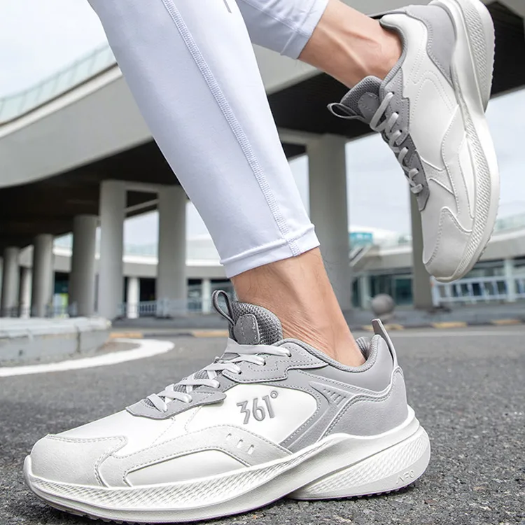 361° Wear resistant And Lightweight Low Top Running Shoes Men's White Gray-1