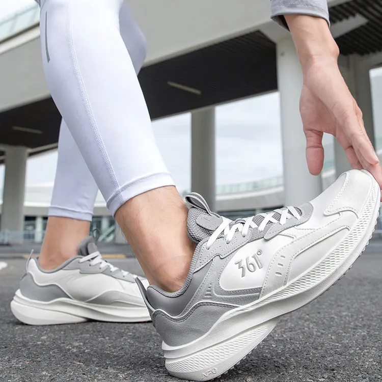 361° Wear resistant And Lightweight Low Top Running Shoes Men's White Gray-3