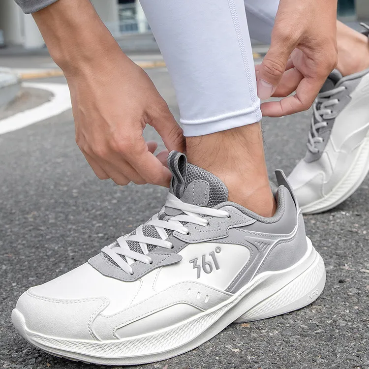 361° Wear resistant And Lightweight Low Top Running Shoes Men's White Gray-2