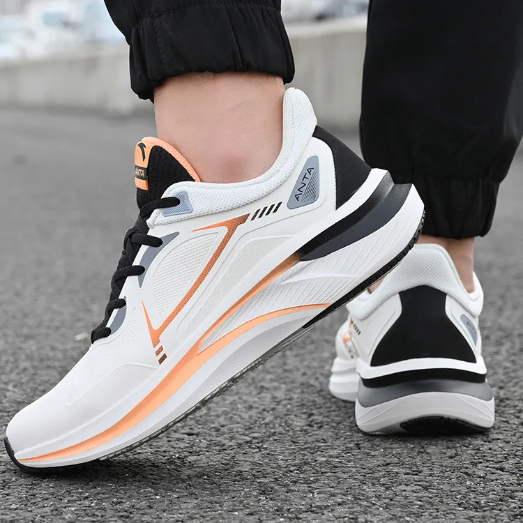 Anta Feihong Cushioning, Wear Resistant Low Top Running Shoes Men's White Black-2