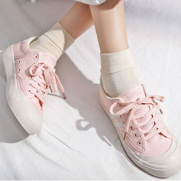 Warrior Breathable Low Top Canvas Shoes Women's Pink Beige-3