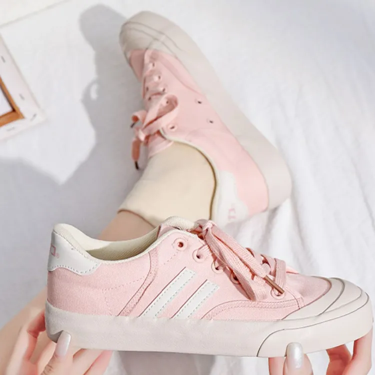 Warrior Breathable Low Top Canvas Shoes Women's Pink Beige-2