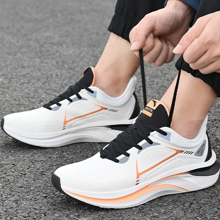 Anta Feihong Cushioning, Wear Resistant Low Top Running Shoes Men's White Black-3