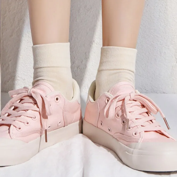 Warrior Breathable Low Top Canvas Shoes Women's Pink Beige-4