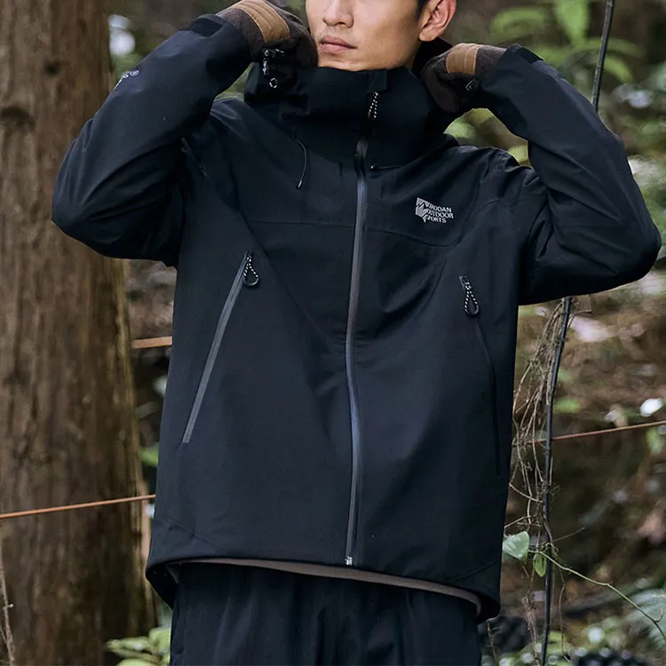 QIAODAN Mountain God Series Mountain Versatile Hiking Outdoor Hiking Hard Shell Windbreaker Jacket Unisex Black-4