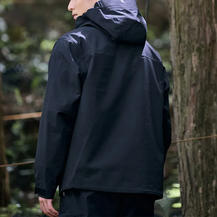 QIAODAN Mountain God Series Mountain Versatile Hiking Outdoor Hiking Hard Shell Windbreaker Jacket Unisex Black-3