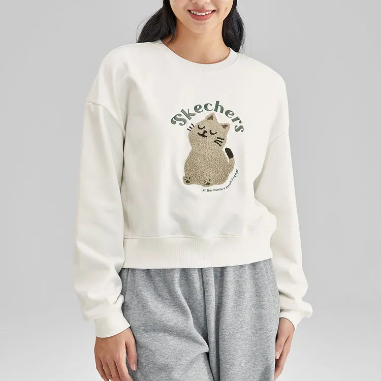 Skechers Colorful Sweatshirts Women's Marshmallow White/0074-1