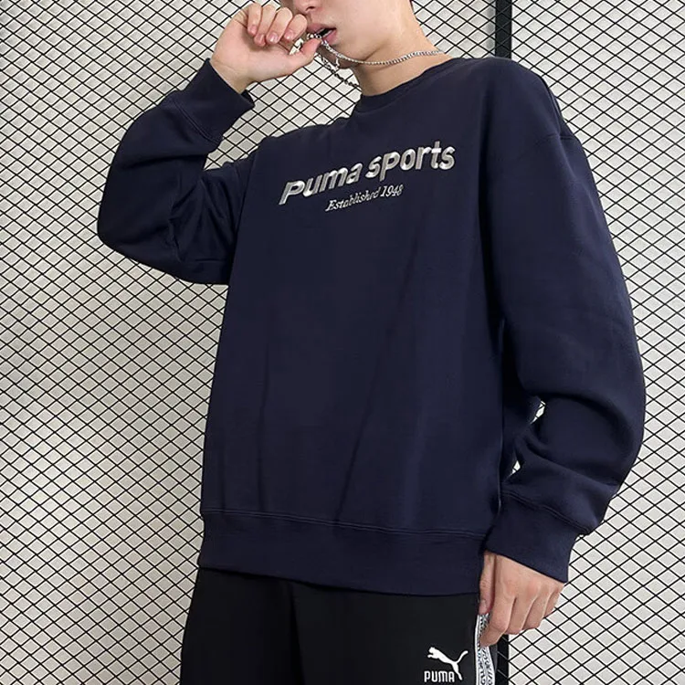 PUMA TEAM CREW FL Sweatshirts Men Navy Blue-4