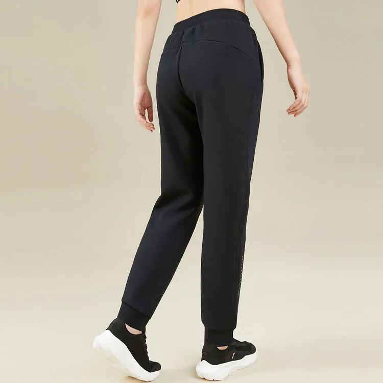 Anta Variety Training Collection Knitted Sports Pants Women's Basic Black-2