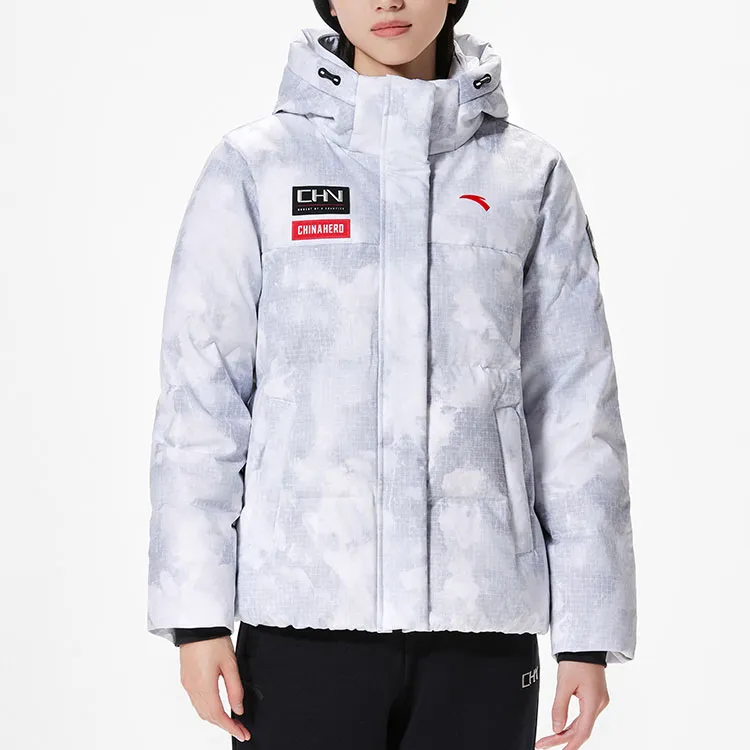 ANTA Variety Training Collection Down Jackets Women's Snowflake White/All Over Print-1