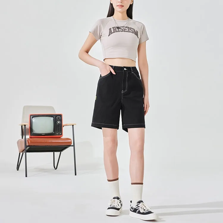 XTEP Denim Shorts Women's Jet Black-1