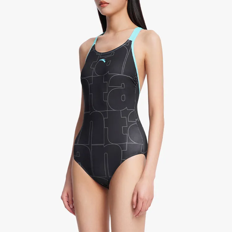Anta One piece Swimsuit Women's Basic Black/Basic Gray/Block Green-1