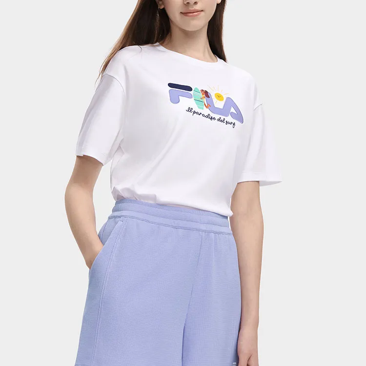 FILA Drop Shoulder Sleeve T-Shirt Women's Standard White-3
