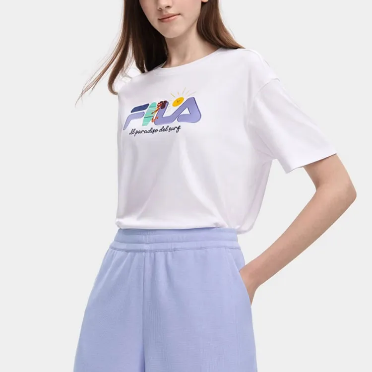 FILA Drop Shoulder Sleeve T-Shirt Women's Standard White-1