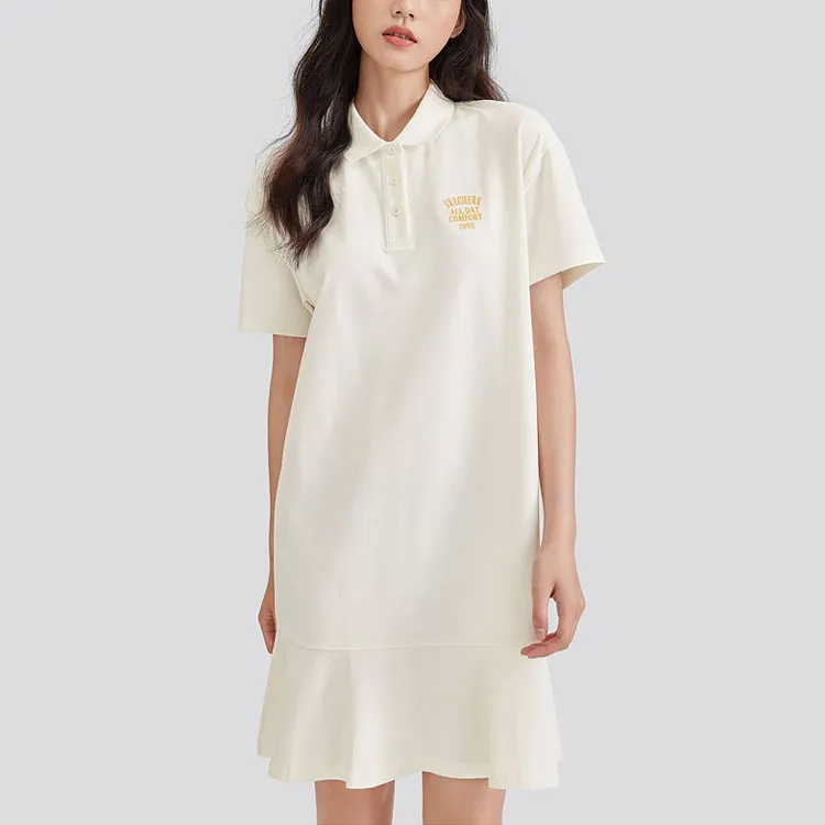 Skechers Short Sleeved Dress Women's Marshmallow White-1