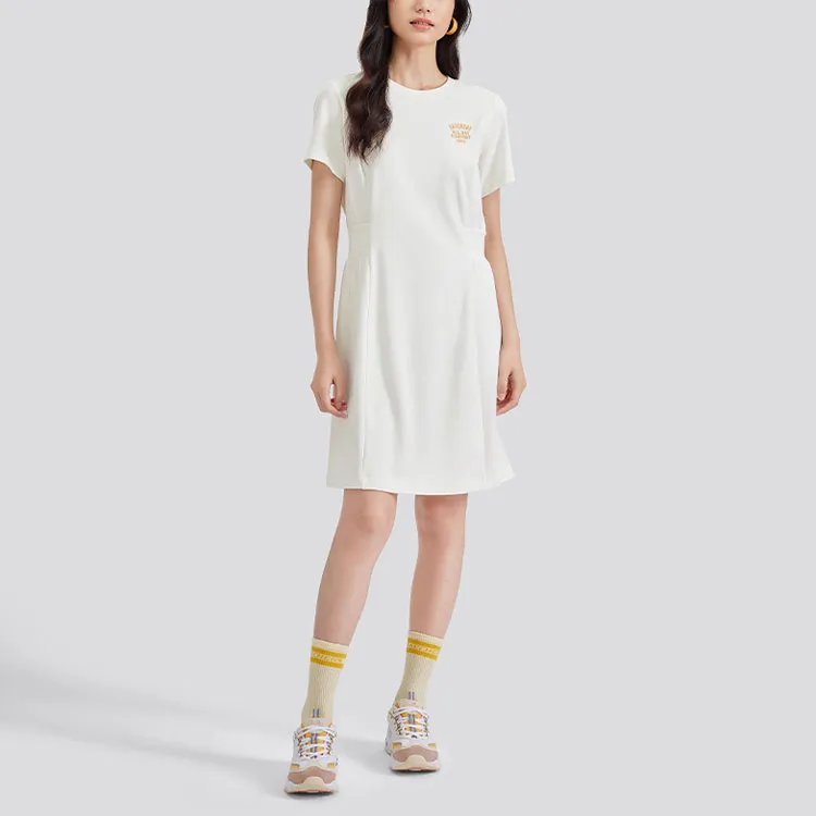 Skechers Sports Alliance Series Short Sleeved Dresses Women's Marshmallow White-4