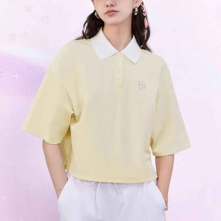 FILA FUSION FOB Series Polo Shirt Women's Lemon Cream Yellow-3