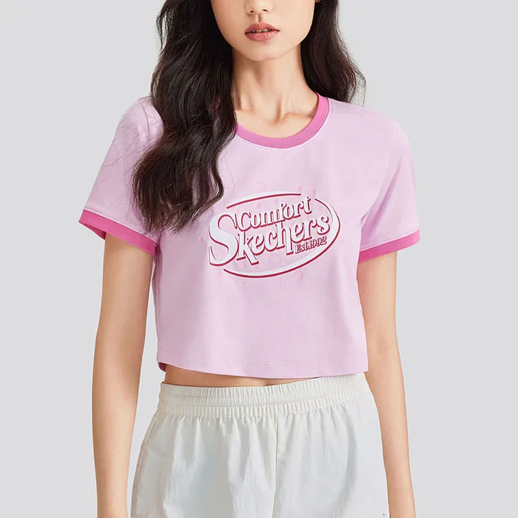 Skechers T Shirt Women's Light Pink Red-1