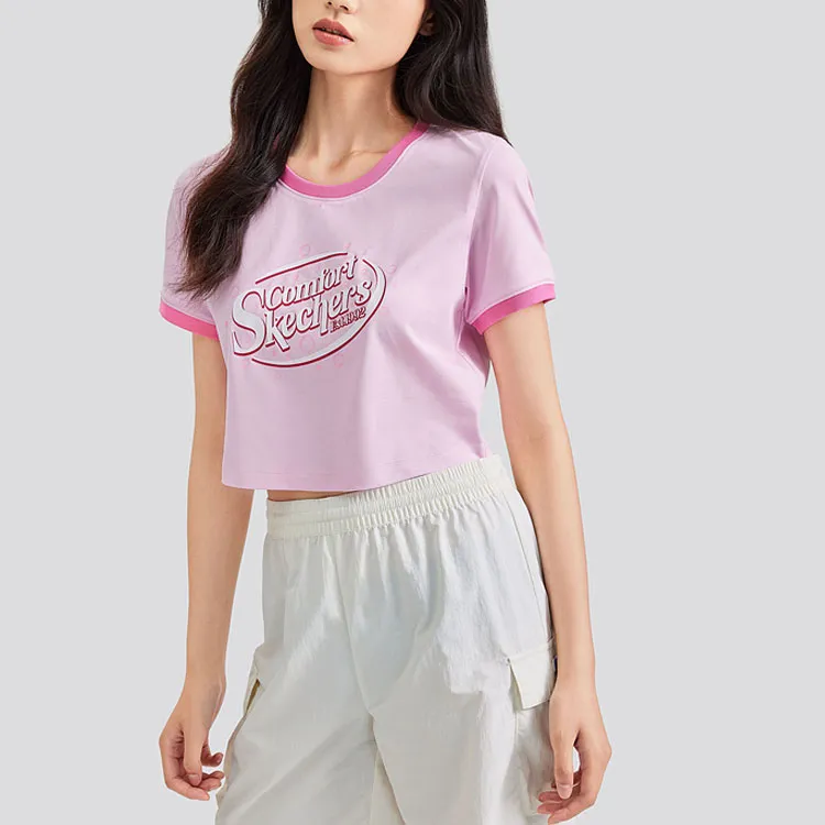 Skechers T Shirt Women's Light Pink Red-2