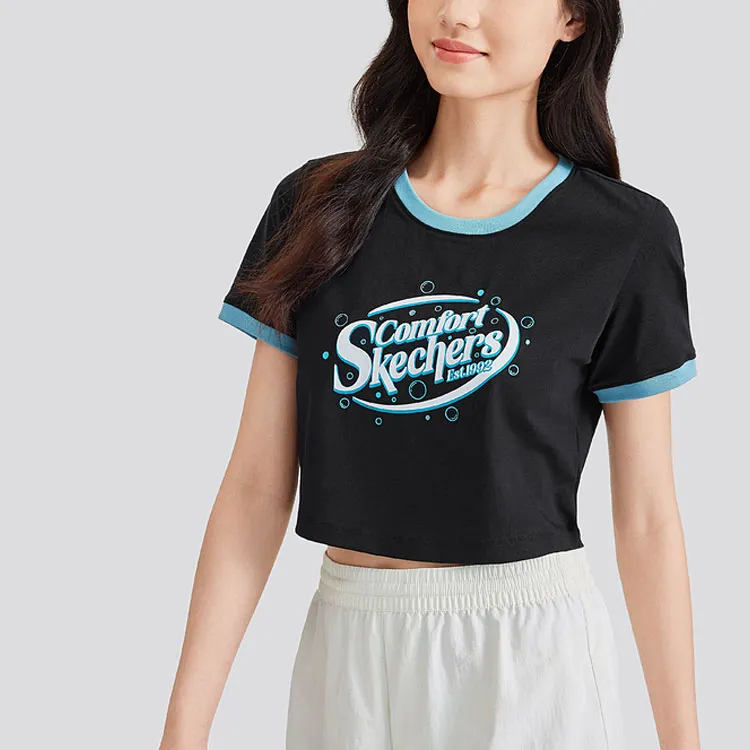 Skechers Regular T Shirt Women's Carbon Black-2