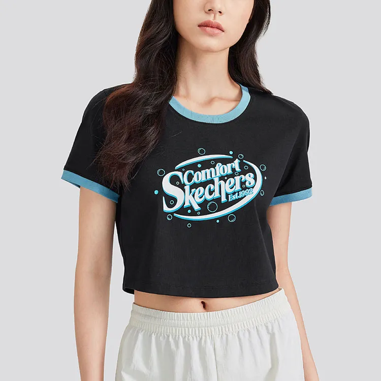 Skechers Regular T Shirt Women's Carbon Black-1