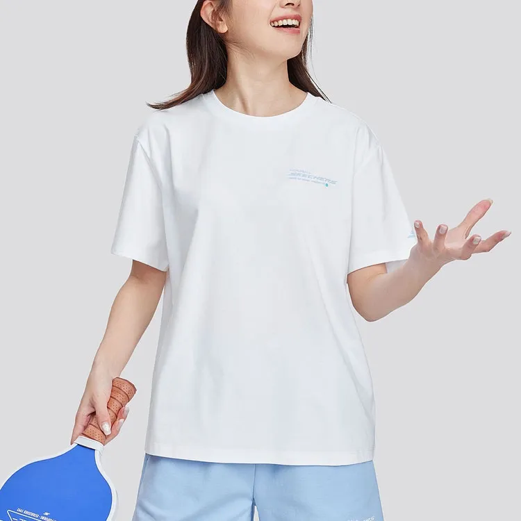 Skechers SS24 Drop Shoulder Sleeve T Shirt Women's Bright White-1